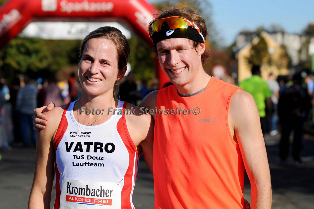 Die zwei Sieger über 10,8 Kilometer beim 28. Hachenburger Löwenlauf: Dr. Caprice Giehl (TuS Deuz) und der Daadener Tim Meyer (Kölner Triathlon-Team 01). 