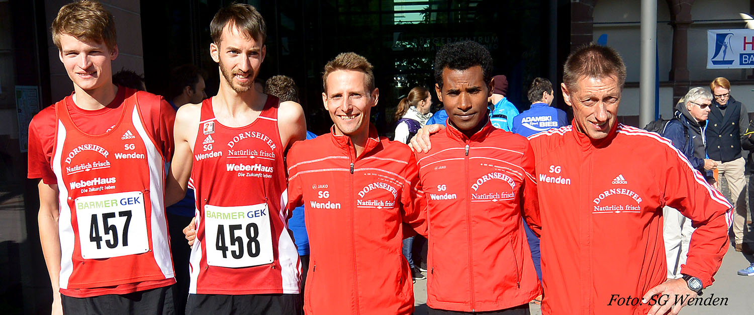 Die erfolgreichen Läufer der SG Wenden bei der Straßen-DM in Bad Liebenzell (von links): Nils Schäfer, Tim-Arne Sidenstein, Markus Mockenhaupt, Solomun