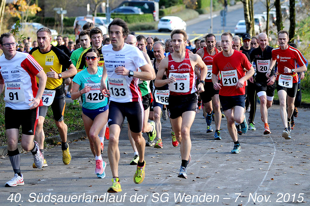 Der 40. Südsauerlandlauf der SG Wenden (hier der Start des Hauptlaufs 2014) ist gleichzeitig das Finale zum Ausdauer-Cup 2015. 
